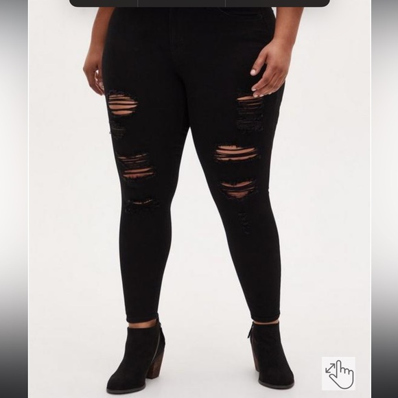 Torrid Sky High Skinny Premium Stretch High-Rise Jean With Distressing - Picture 13 of 14